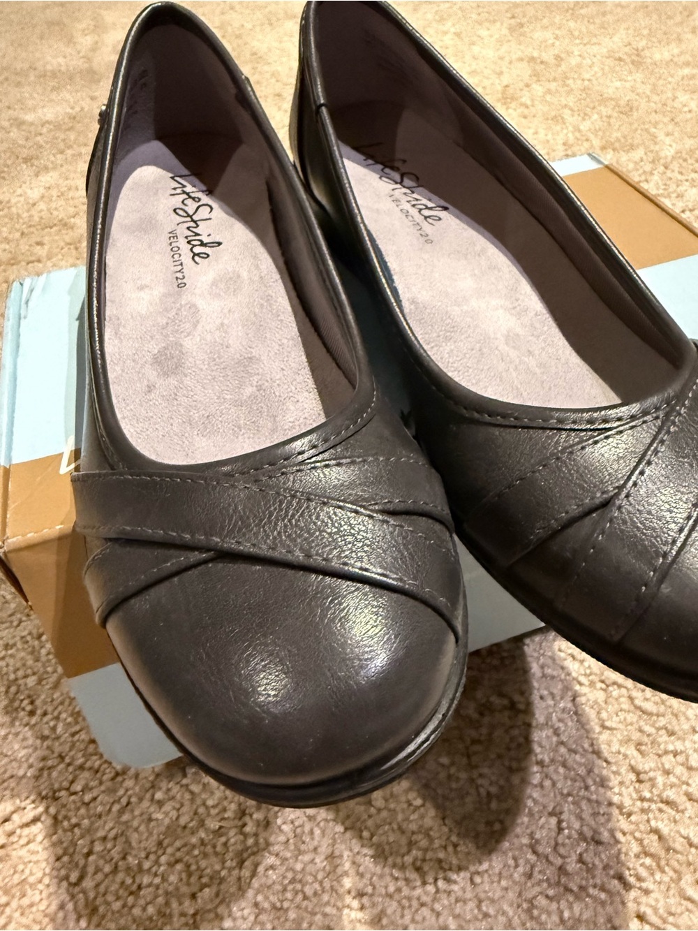 LifeStride I-Loyal Low Wedge Slip-On Flats Dark Grey Grey - Size 8M